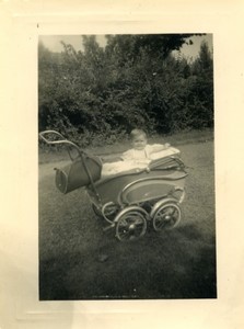 France Baby in pram outdoors Old Photo 1940
