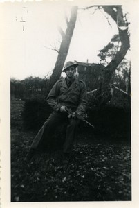 France soldier with light machine gun Old Photo february 1945