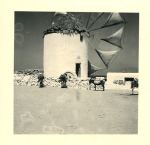 Grèce Mykonos Moulin a vent ancienne Photo Snapshot amateur 1962 #2