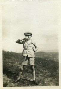 France young boy drinking outdoors Old Amateur Photo snapshot 1934