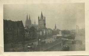 Allemagne Cologne Köln les quais ancienne Photo Snapshot amateur 1930