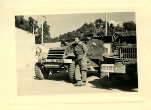 France/Algerie Philippeville Vehicles militaires Jeep ancienne Photo Snapshot 1956