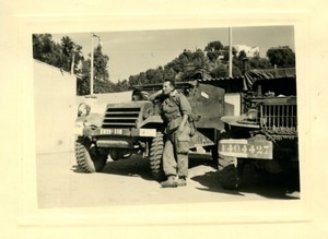 France/Algeria Philippeville army vehicles Jeep Old Photo snapshot 1956