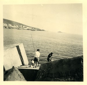 France/Algeria Oran Arzew seaside fishing Old Photo snapshot 1958