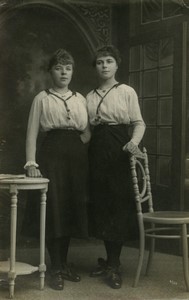 France two sisters? Posing Old Real Photo Postcard RPPC 1920 #2