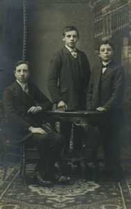 Belgium Menin Three Brothers? Posing Old Real Photo Postcard RPPC 1920