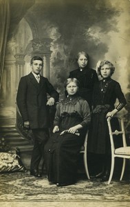 Belgium Menin Family posing Old Real Photo Postcard RPPC 1920
