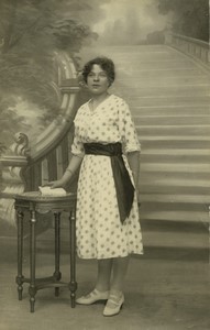 France Woman Posing Nice Dress Old Real Photo Postcard RPPC 1920