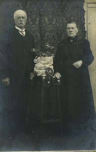 France Old couple posing Old Real Photo Postcard RPPC 1920