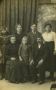 France Family posing Parents & Children Old Real Photo Postcard RPPC 1920