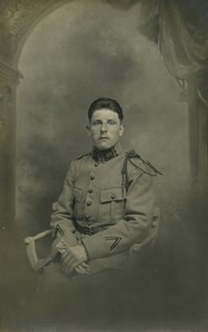 France Young man in Military Uniform Old Real Photo Postcard RPPC 1920