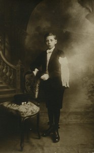 France Lille Boy posing Communion? Religion Old Real Photo Postcard RPPC 1921 #1