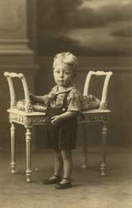 France Toddler Boy by nice bench Jean Pirson Old Real Photo Postcard RPPC 1920