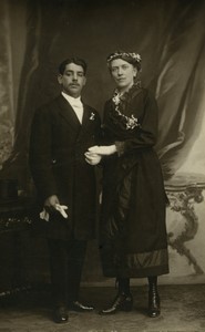 France Couple posant Mode ancienne Carte Photo RPPC 1920 #2