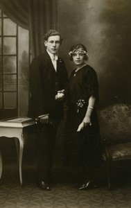 France Couple posant Mode ancienne Carte Photo RPPC 1920 #3