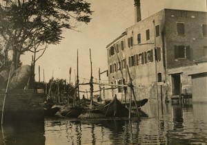 Italie Venise Lagon scene de Peche Panier en osier Ancienne Photo Amateur vers 1900