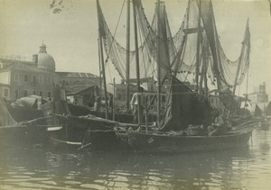 Italy Venice Chioggia? Lagoon Fishing boats Old Photo Amateur 1900