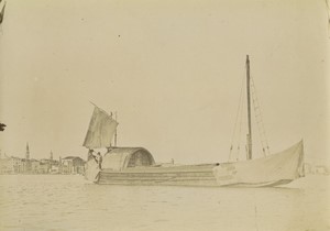 Italy Venice Chioggia? Lagoon Fishing boat Burchio Old Photo Amateur 1900 #2