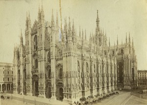 Italy Milano Cathedral old photo 1890 & Rigi Kulm Hotel aquatint