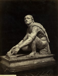 Italy Firenze The Arrotino Roman sculpture Old Photo 1880