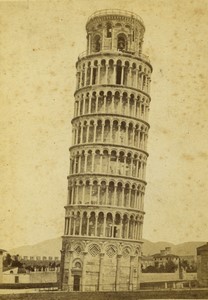 Italy Pisa Leaning Tower Campanile Old Cabinet Card Photo Van Lint 1880