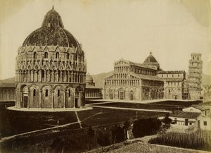 Italy Pisa Piazza del Duomo Cathedral Leaning Tower Baptistery old photo 1880