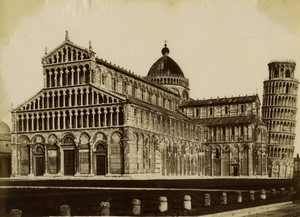 Italy Pisa Piazza del Duomo Cathedral Leaning Tower old photo 1880