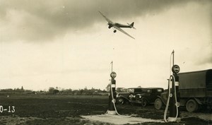 France Aviation Airfield Gas Pumps Airplane Cars Old Photo Soc Aero. Franc. 1930