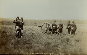 United Kingdom military field artillery in action gun Old FGOS Photo 1890