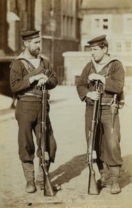 UK HMS Excellent Royal Navy Bluejackets Sailors Old Photo Stuart 1890 #2