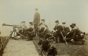 UK Wale island HMS Excellent Royal Navy Maxim Gun Old Photo Stuart 1890