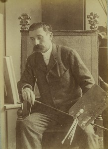 France Arts painter artiste at work palette Moustache old Photo 1890