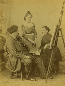 France Versailles Arts painter & his family Easel old Photo Georges 1890