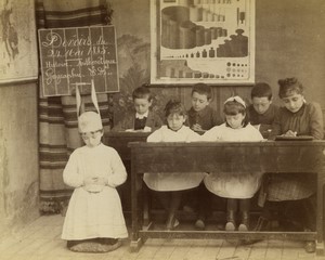 France School naughty child donkey cap Old cabinet Photo May 24, 1885