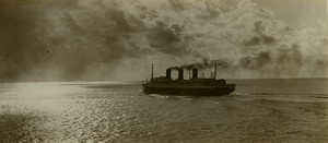 France Big Ship Ocean Liner? Boat on the sea Old Photo 1940