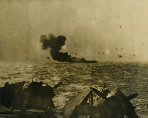 Sakishima Islands HMS Formidable fire taken from Indomitable Old Photo 1945 #2