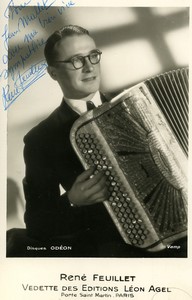 France Accordionist René Feuillet Autograph Old Photo 1960