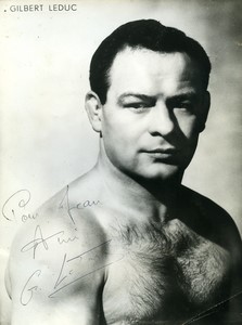 France catcheur Gilbert Leduc dedicace autographe Wrestling Ancienne Photo 1960