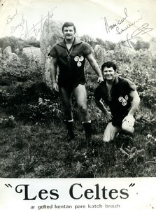 France catcheurs Bretons Les Celtes dedicace autographe Wrestling Ancienne Photo 1960