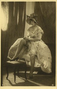 France woman showing her legs lingerie Risque Old Photo Wyndham 1920