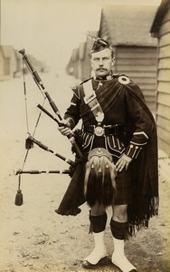 United Kingdom military music Piper 93rd regiment Bagpipes Old Photo FGOS 1890