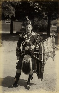 United Kingdom military music 93rd regiment Pipe Major Bagpipes Photo FGOS 1890
