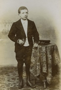 France Tourcoing Young School Boy Uniform Old Cabinet Card Photo Bataille 1900#1