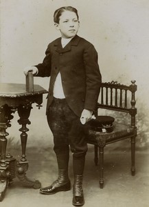 France Tourcoing Young School Boy Uniform Old Cabinet Card Photo Bataille 1900#2