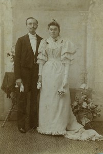 France Tourcoing Couple Portrait Wedding Old Cabinet Card Photo Huisman 1900 #2