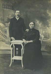 France Tourcoing Couple Portrait in Studio Old Cabinet Card Photo Hulot 1900