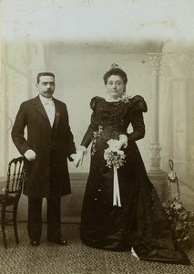 France Tourcoing Couple Portrait Wedding Old Cabinet Card Photo Huisman 1900 #3