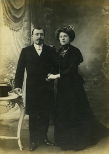 France Tourcoing Couple Portrait Wedding Old Cabinet Card Photo Baert 1900