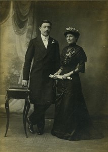 France Tourcoing Couple Portrait Wedding Old Cabinet Card Photo Legrand 1900's