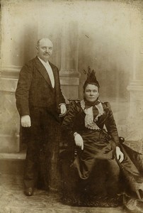 France Tourcoing Couple Portrait Wedding? Old Cabinet Card Photo Silbermann 1900